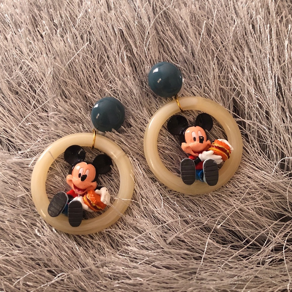 Trendy Mickey Mouse Hamburger Earrings